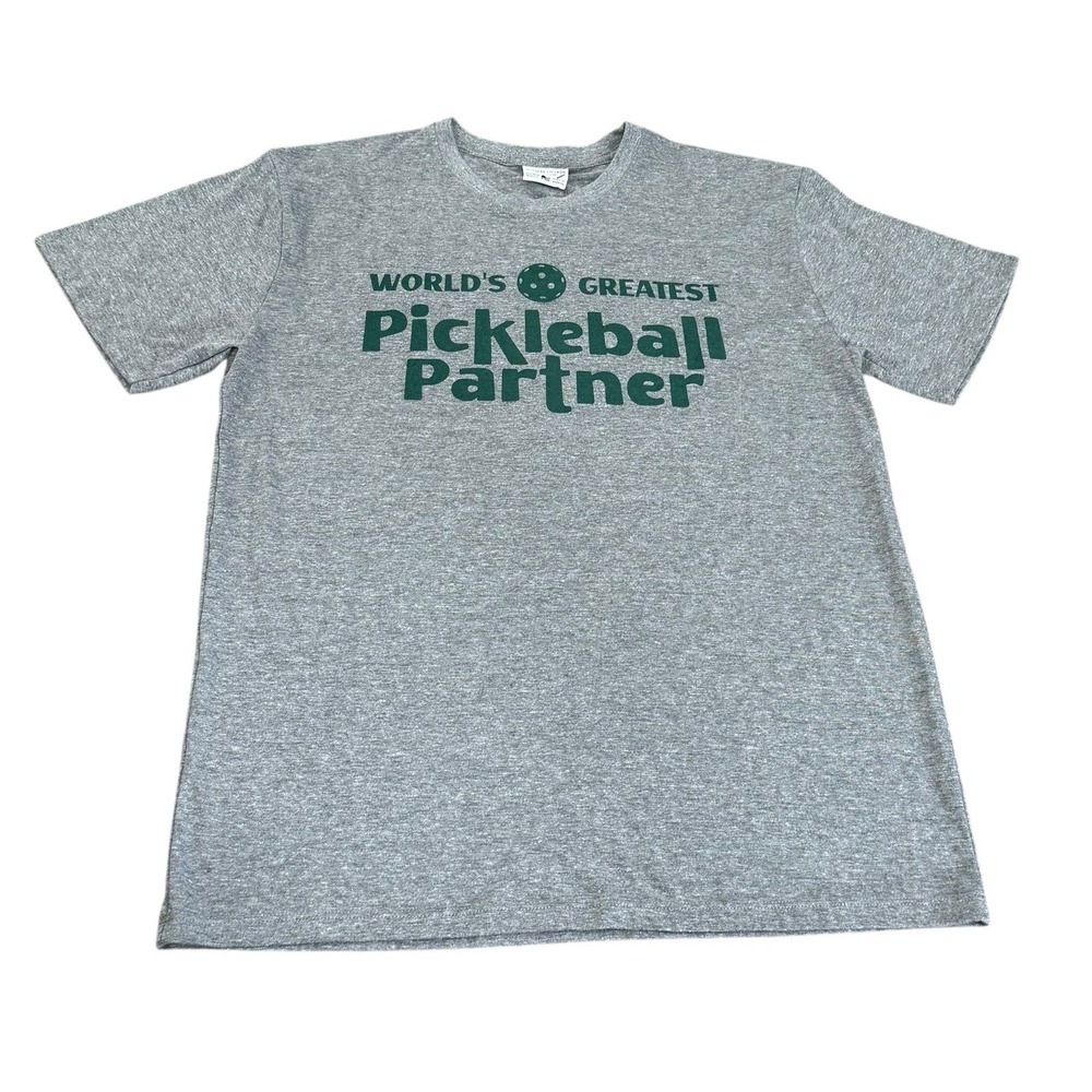 NEW Worlds Greatest Pickleball Partner Tshirt Gray Size Medium Where I'm From